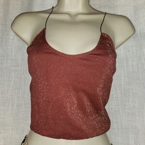 Free People Sparkly Rust Crop Camisole
